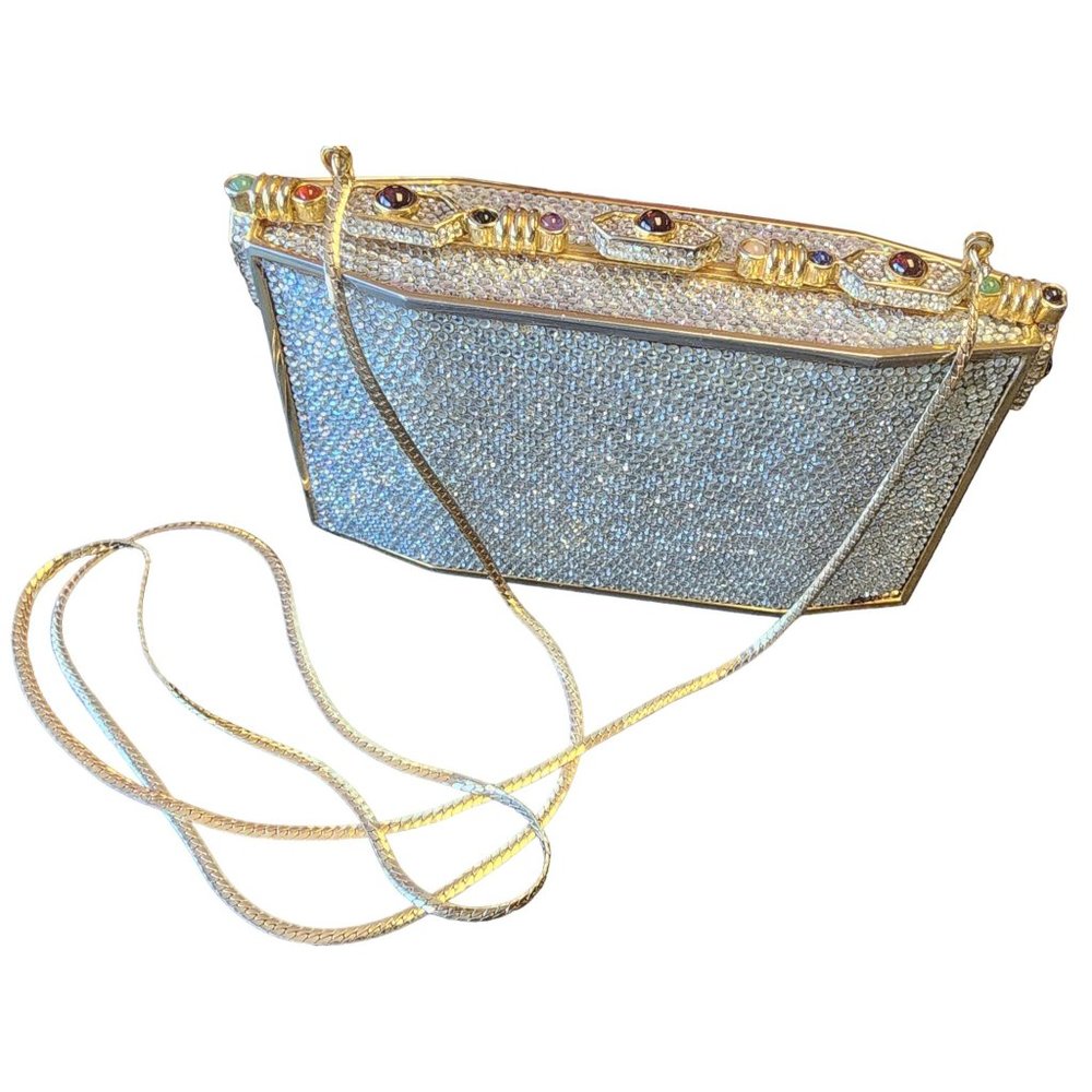 Vintage Signed Judith Lieber Rhinestone & Glass Cab Evening Bag (A2736)